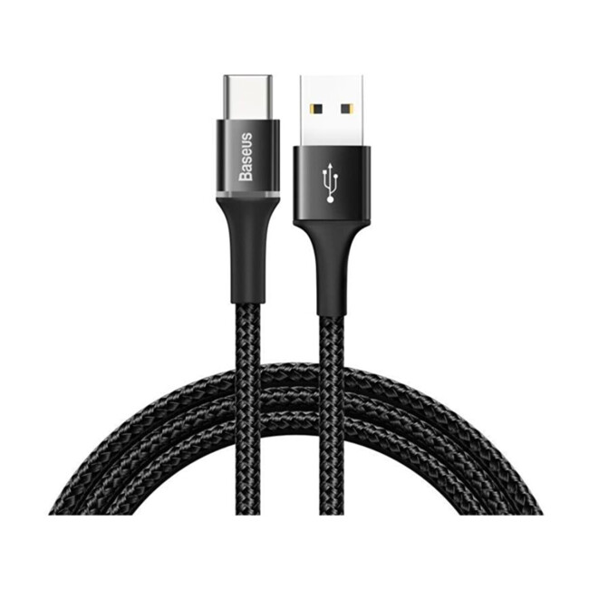 Baseus Halo Type-C Şarj Ve Data Kablo 1M 3A Işıklı -Siyah