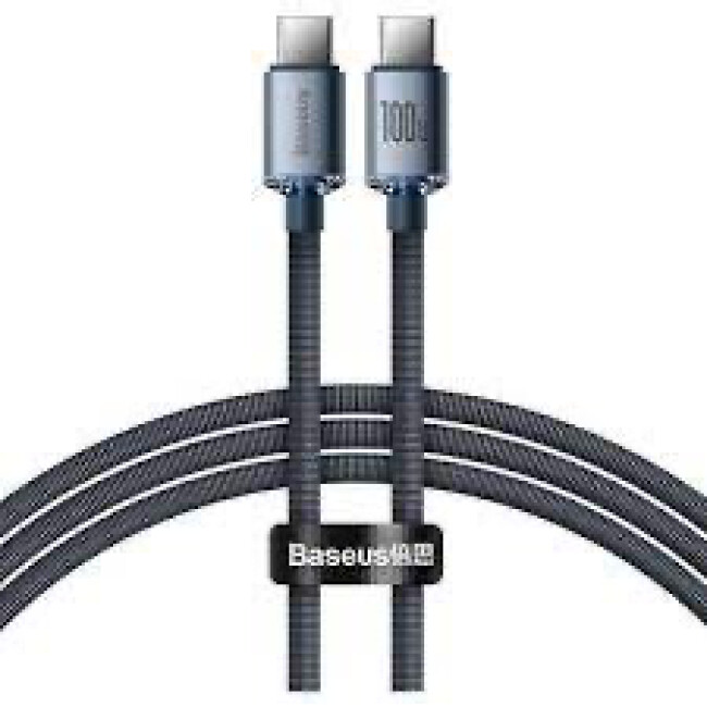 Baseus Crystal Shine Series Hızlı Şarj ve Data Kablosu Type-C To Type-C 100W 1.2M - Siyah