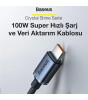 Baseus Crystal Shine Series Hızlı Şarj ve Data Kablosu Type-C To Type-C 100W 1.2M - Siyah