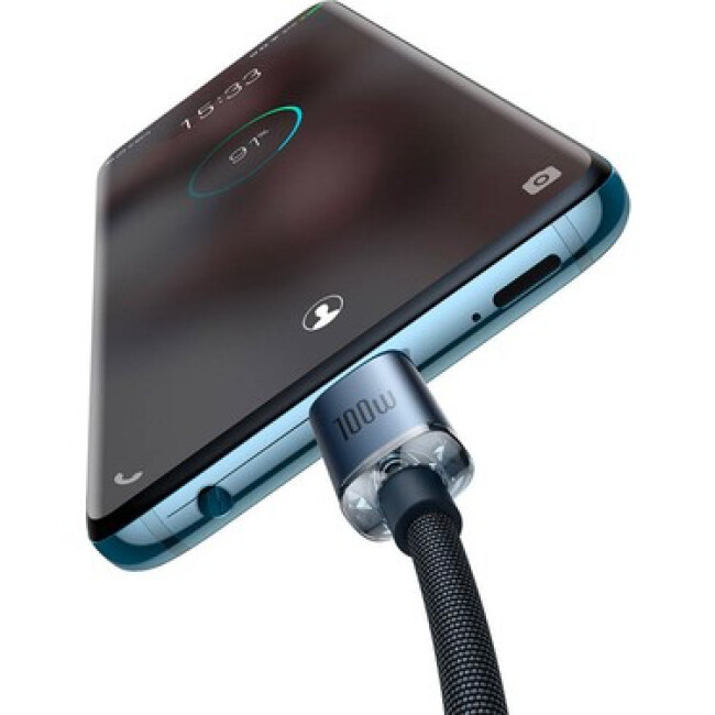 Baseus Crystal Shine Series Hızlı Şarj ve Data Kablosu Type-C To Type-C 100W 1.2M - Siyah
