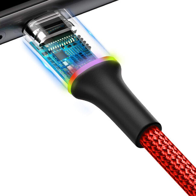 Baseus Halo 3A Micro Usb 1 M Şarj Kablosu Kirmizi
