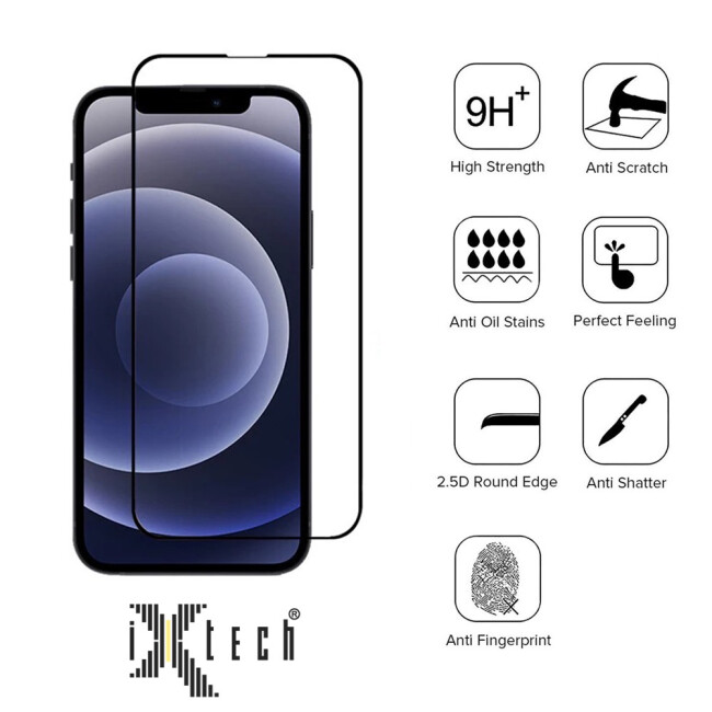 Ixtech iPhone 13 Pro Max - 5D Temperli Cam Ultra İnce - Gizlilik Ekran Koruyucu
